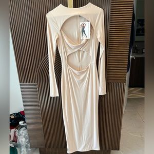 NWT Naked wardrobe beige dress double lined size medium